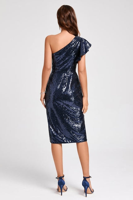 Robe Midi Pailletée Asymétrique - gallery 1