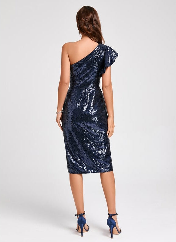 Robe Midi Pailletée Asymétrique - gallery 1