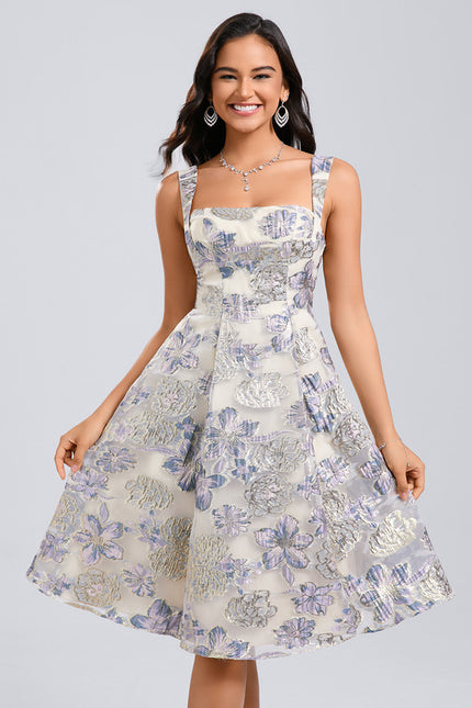 Robe Midi Col Carré Florale
