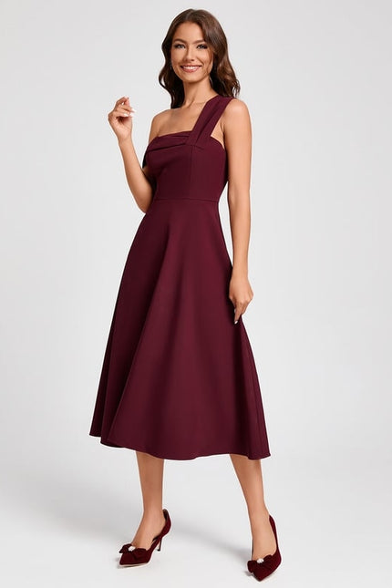 Robe Midi Bordeaux Épurée - gallery 4
