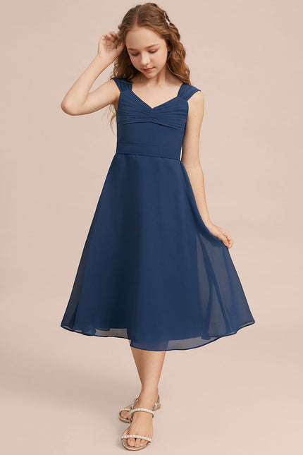 Robe Midi Col V Marine - gallery 3