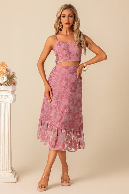 Robe Midi Fleurie Rose