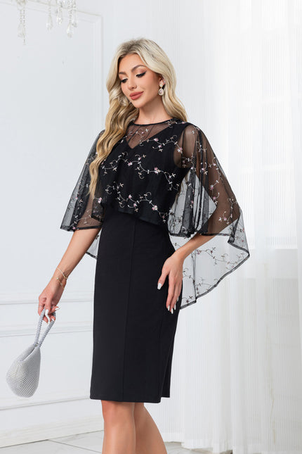 Robe Midi Noire Brodée - gallery 3