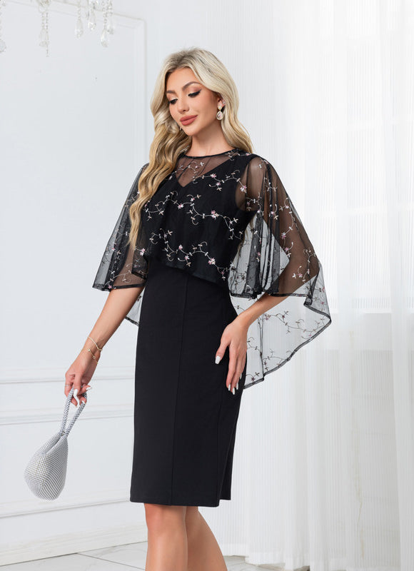 Robe Midi Noire Brodée - gallery 3