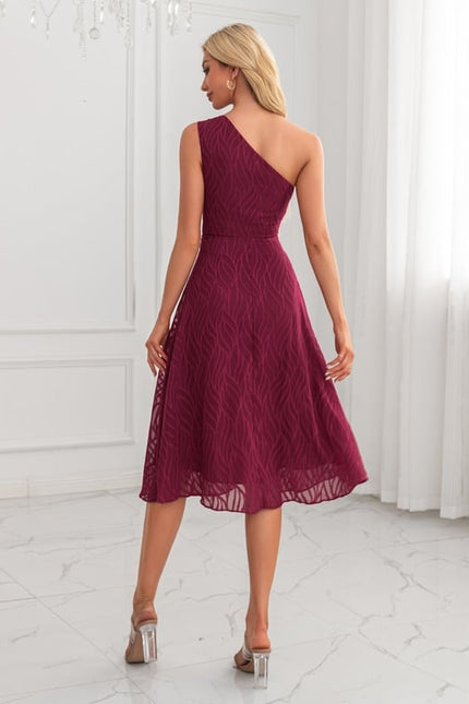 Robe Midi Bordeaux Ondulée - gallery 2