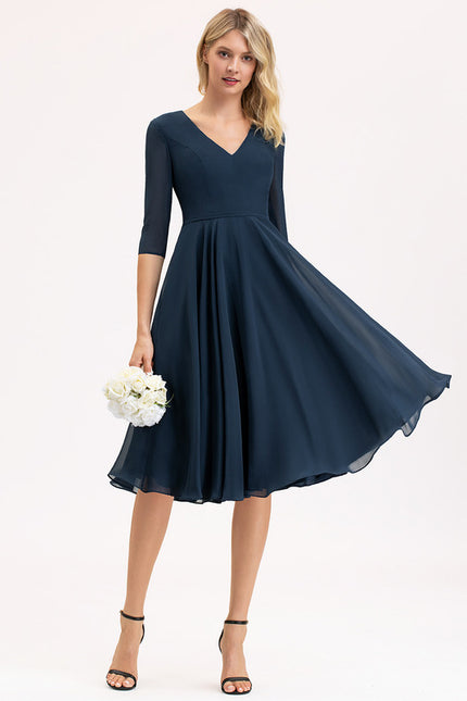 Robe Midi Aérienne Marine - gallery 1
