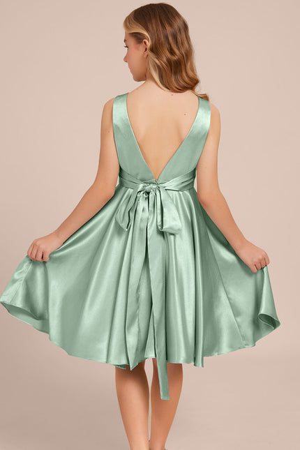 Robe Midi Satinée Verte - gallery 5