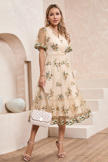 Robe Midi Évasée Fleurie