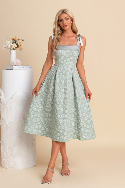 Robe Midi Midi Jacquard Verte - gallery 6