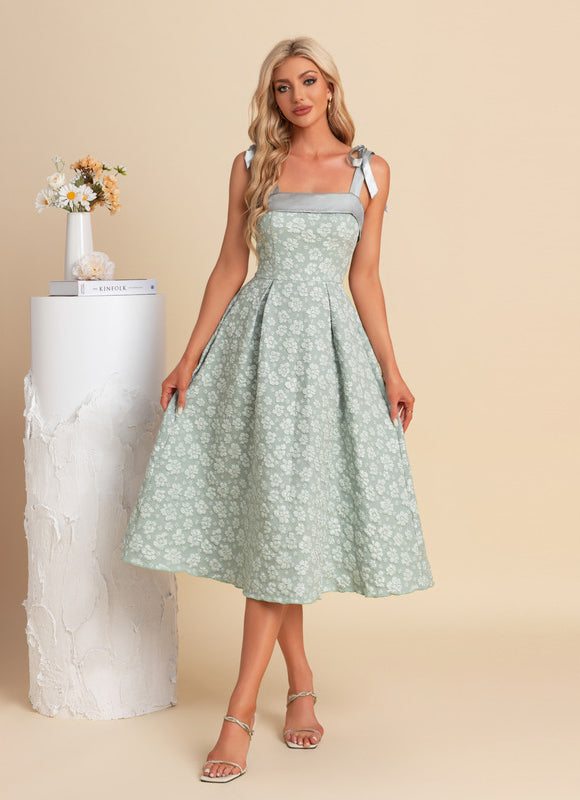 Robe Midi Midi Jacquard Verte - gallery 6