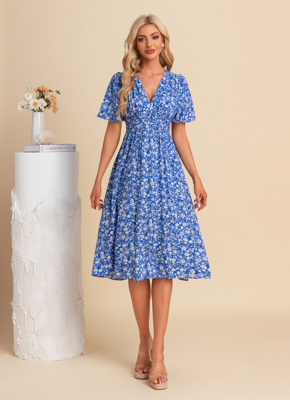 Robe Midi Vaporeuse Bleue - gallery 2