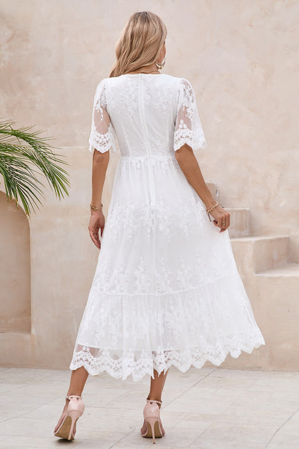 Robe Midi Dentelle Bordeaux - gallery 2