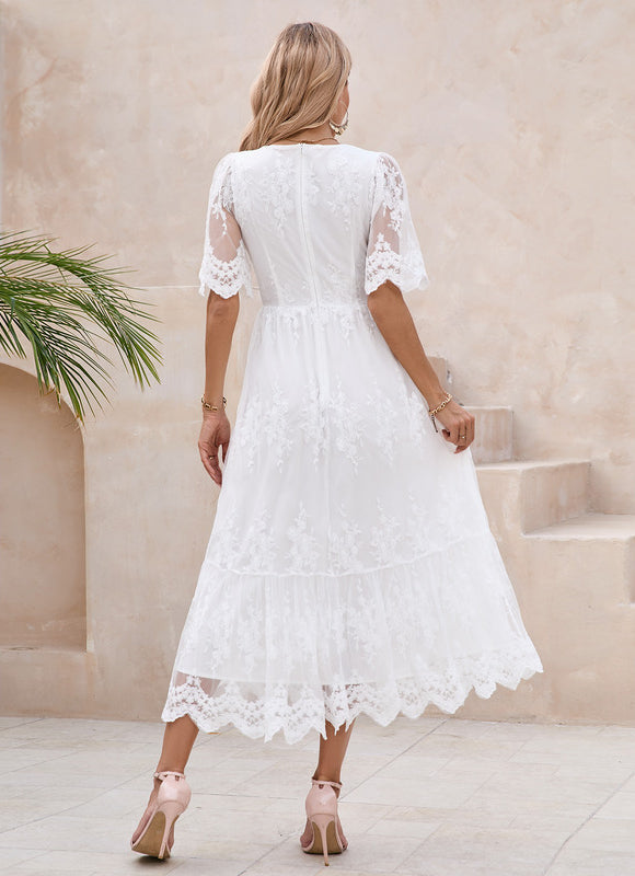 Robe Midi Dentelle Bordeaux - gallery 2