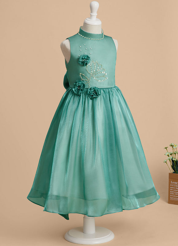 Robe Midi Satin Turquoise - gallery 1