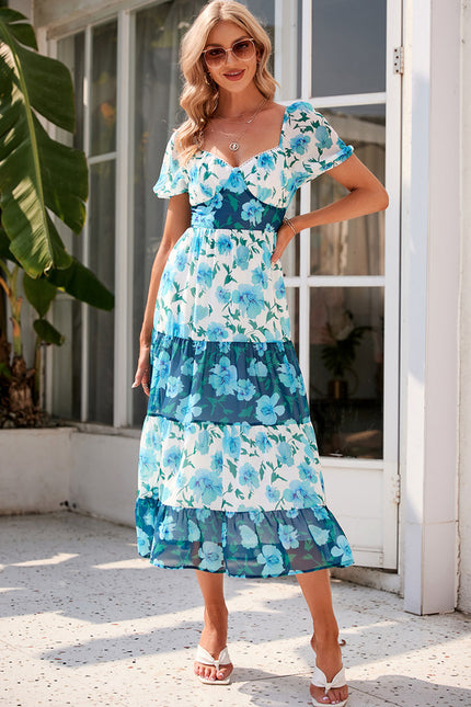 Robe Midi Fleurie Aquatique - gallery 7