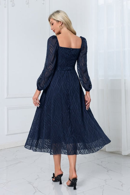 Robe Midi Rose À Motifs - gallery 1