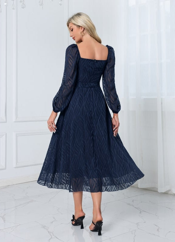 Robe Midi Rose À Motifs - gallery 1