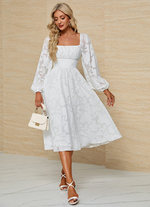 Robe Midi Blanche Aérienne - gallery 5