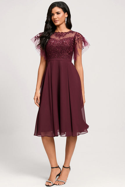 Robe Midi Éclat Bordeaux - gallery 2