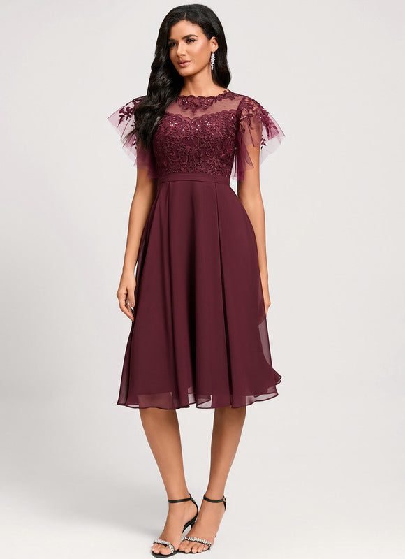 Robe Midi Éclat Bordeaux - gallery 2