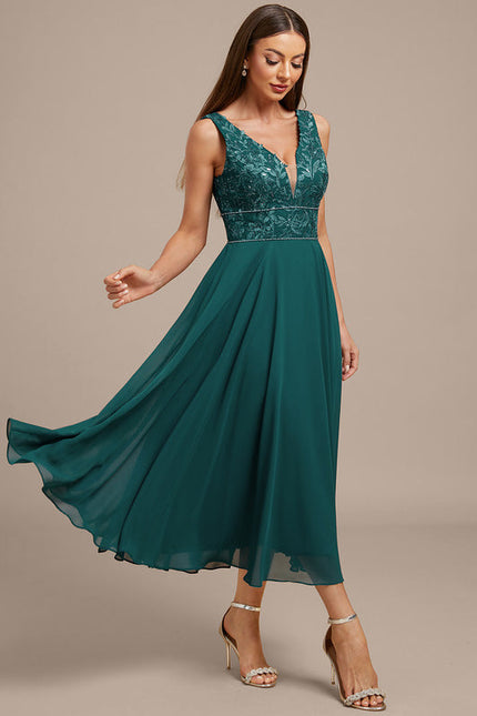 Robe Midi Émeraude Brodée - gallery 5