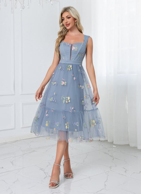 Robe Midi Verte Florale - gallery 6