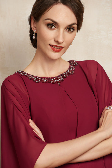 Robe Midi Ailée Bordeaux - gallery 2