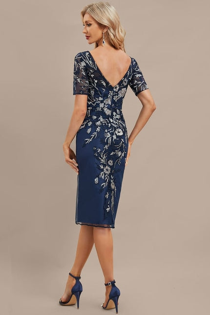Robe Midi Élégance Marine Fleurs - gallery 6