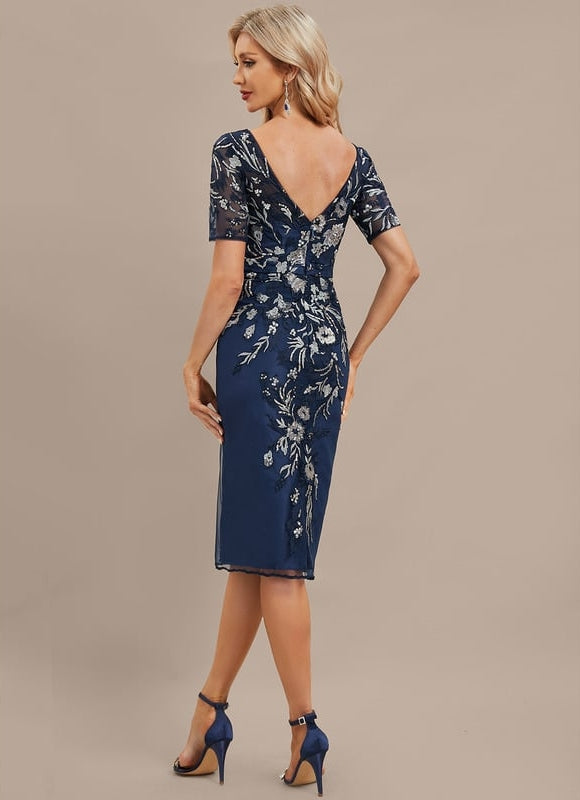 Robe Midi Élégance Marine Fleurs - gallery 6