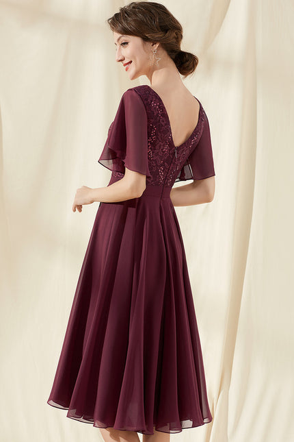 Robe Midi Bordeau Flottante - gallery 5