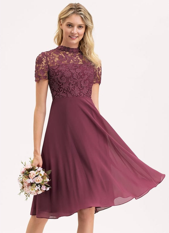 Robe Midi Dentelle Aubergine