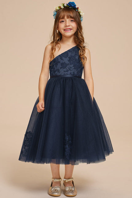 Robe Midi Tulle Une-Épaule - gallery 3