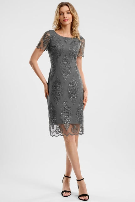 Robe Midi Grise Scintillante - gallery 1