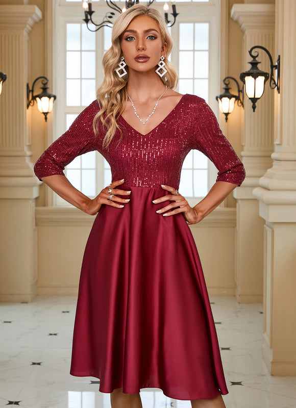 Robe Midi Éclat Rubis Satiné - gallery 5