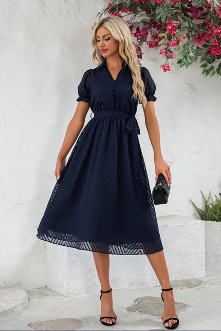 Robe Midi Chic Rayée