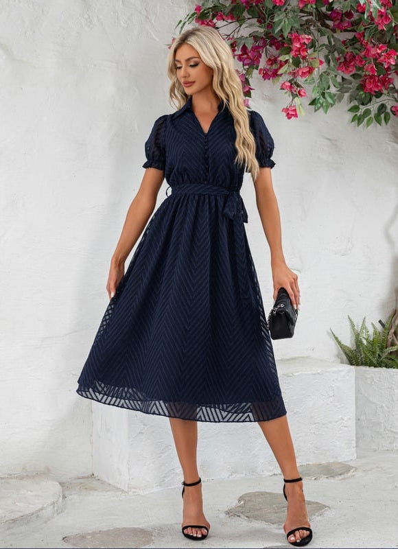 Robe Midi Chic Rayée