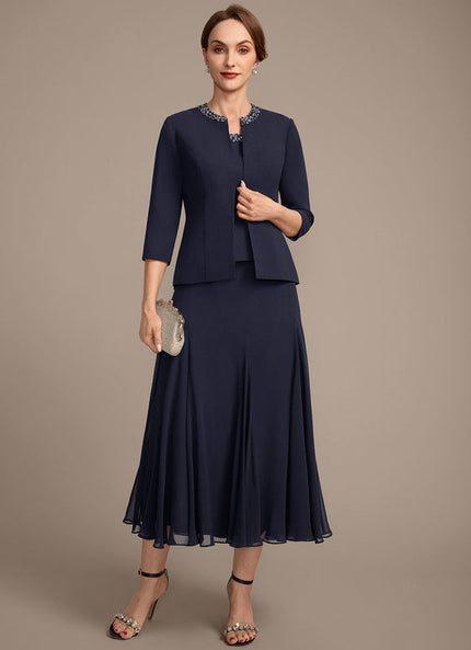 Robe Midi Veste Chic Mousseline