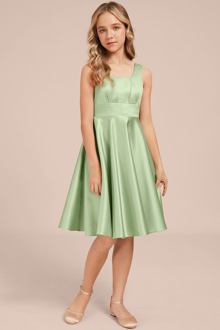 Robe Midi Satin Évasée Verte - gallery 1