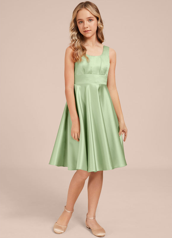Robe Midi Satin Évasée Verte - gallery 1