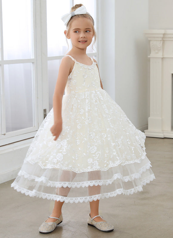 Robe Midi En Dentelle Ivoire