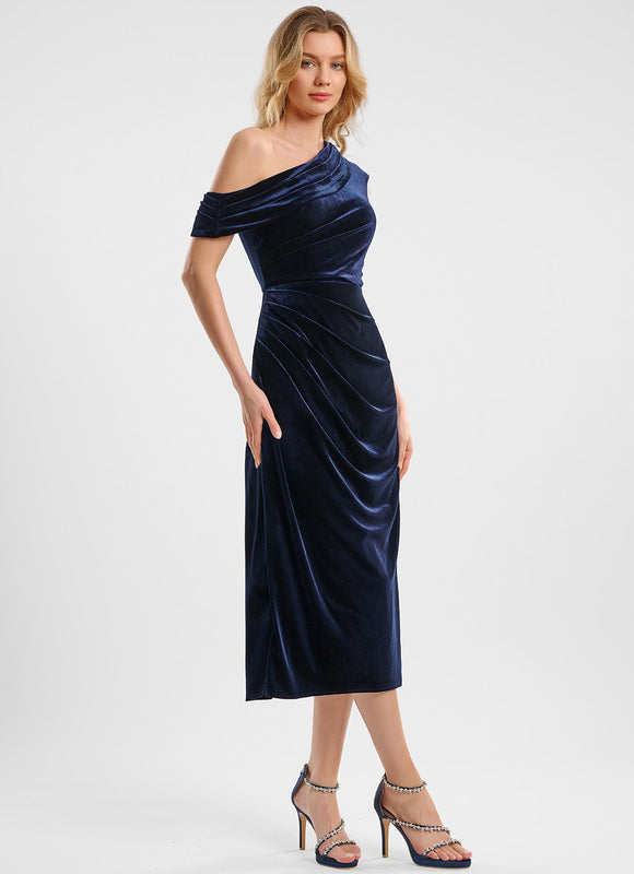 Robe Midi Velours Asymétrique