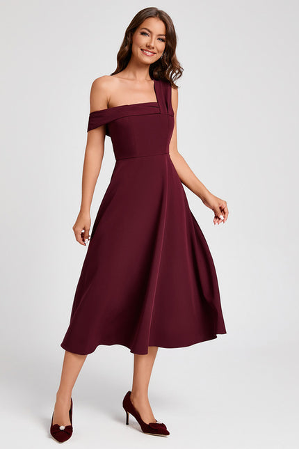 Robe Midi Bordeaux Épurée