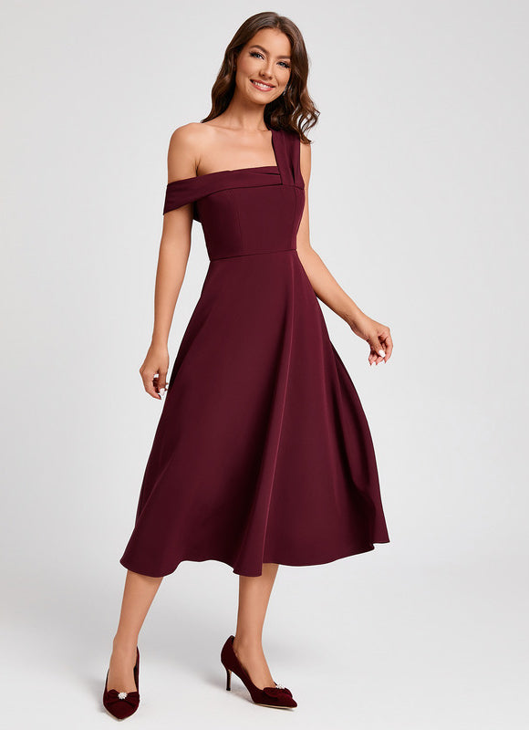 Robe Midi Bordeaux Épurée