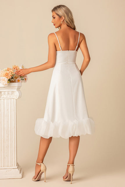 Robe Midi Bleu Ciel À Volants - gallery 4