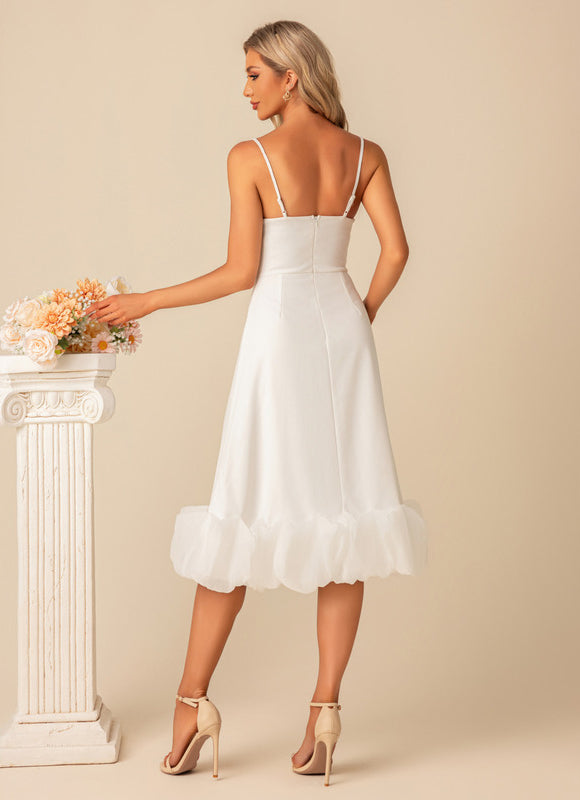 Robe Midi Bleu Ciel À Volants - gallery 4