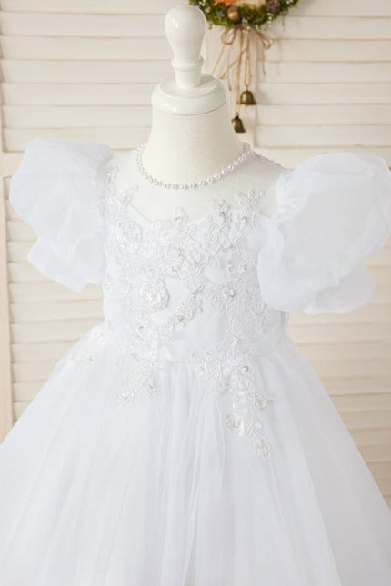 Robe Midi Tulle Blanche Enfant - gallery 1