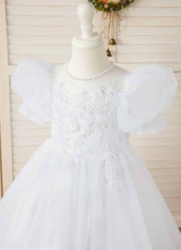 Robe Midi Tulle Blanche Enfant - gallery 1