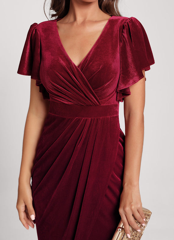 Robe Midi Velours Froncée - gallery 2