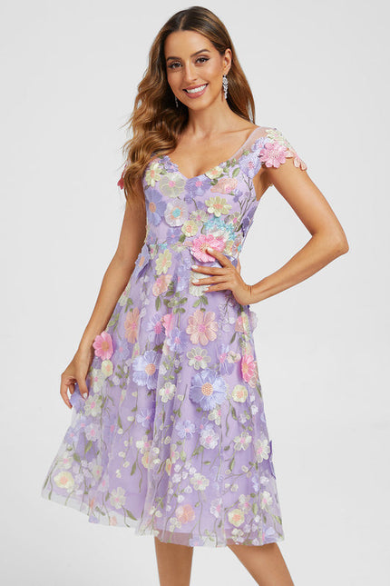 Robe Midi Fleurie Lilas