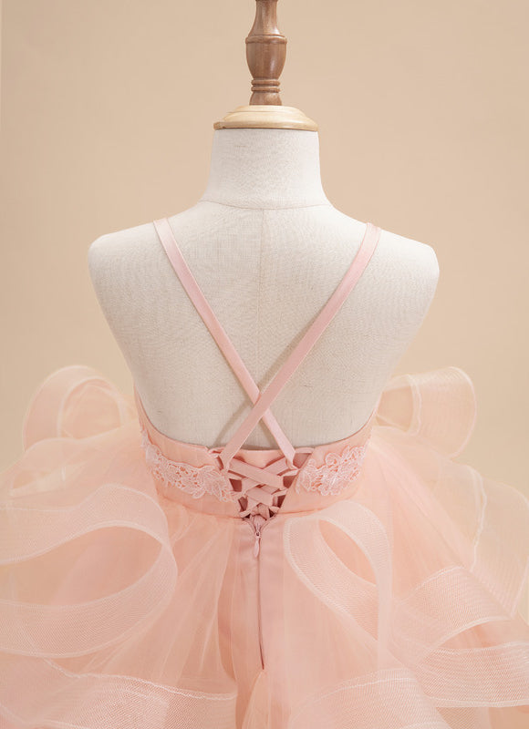 Robe Midi Fille Rose Tulle - gallery 5